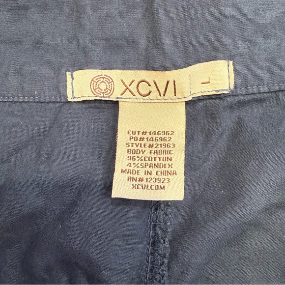 XCVI Rebecca Wide Leg Pants Cotton Stretch Navy Blue Womens Large - Picture 2 of 12